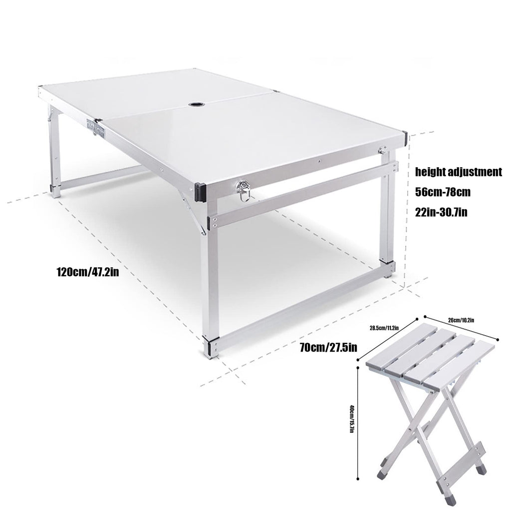 Portable Adjustable Height Aluminum Alloy Camping Table with 4 Stools G730