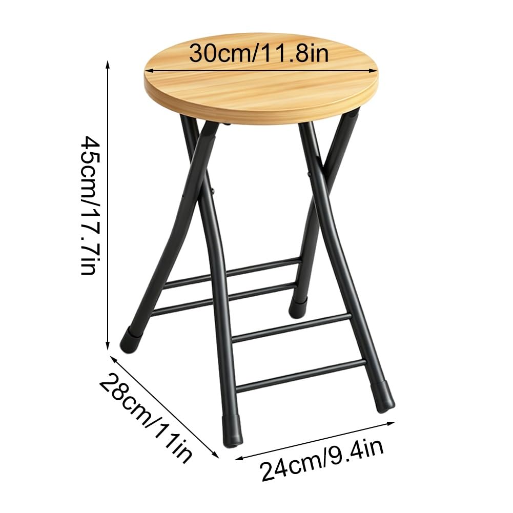 Folding 18 Inch Round Wooden Seat Stool N718