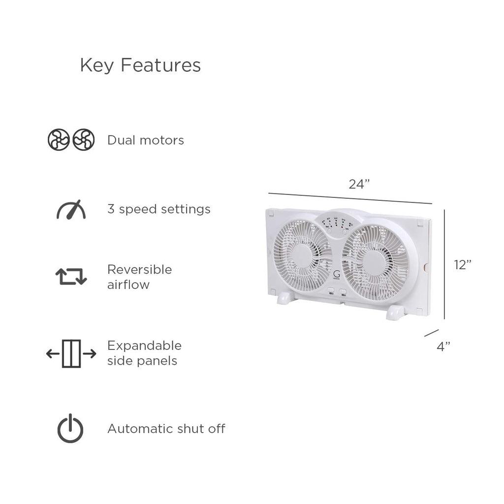 Twin High Velocity Reversible AirFlow Fan White M616