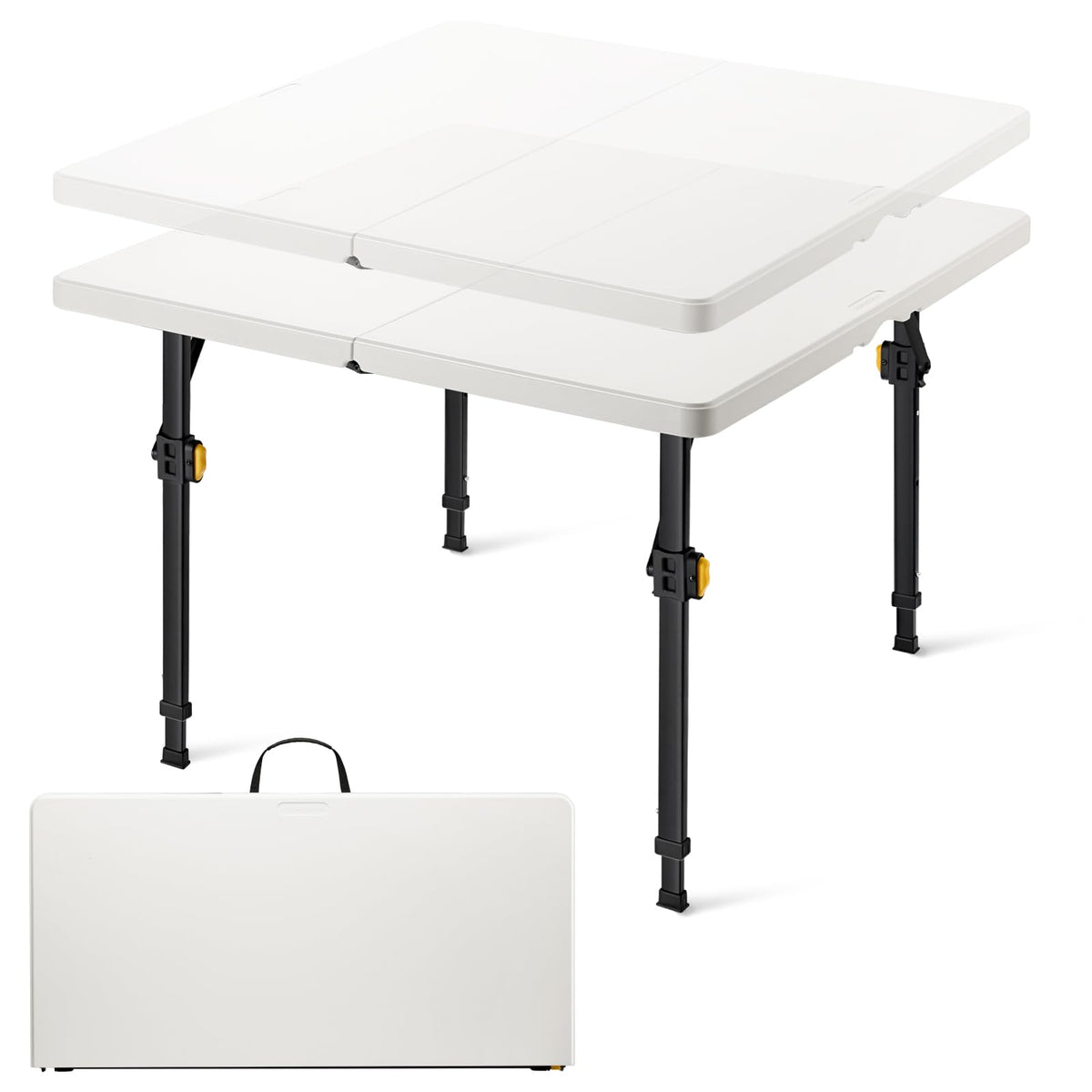 Folding Card Table 2 Heights 34" Square Plastic R591515
