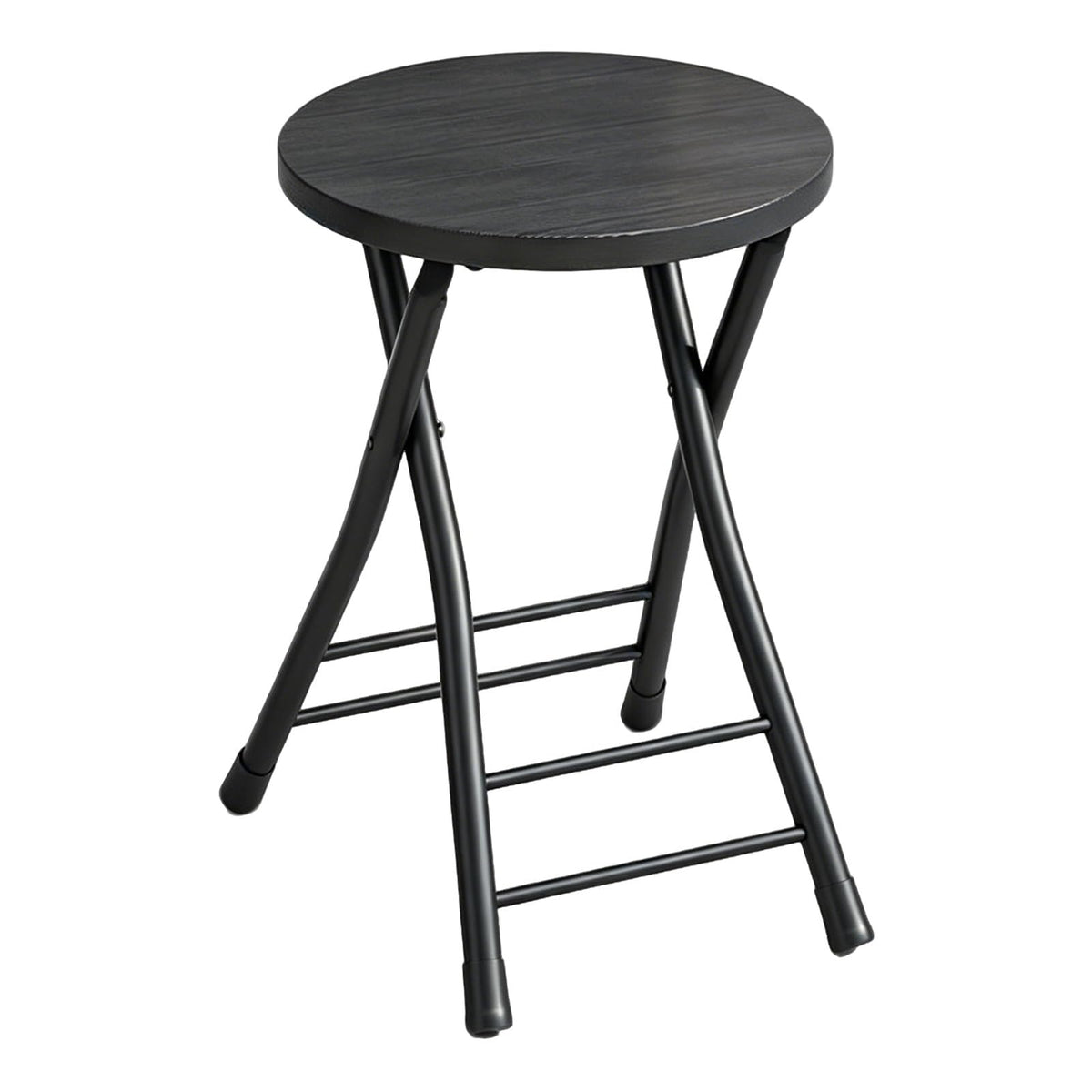 Folding 18 Inch Round Wooden Seat Stool N718
