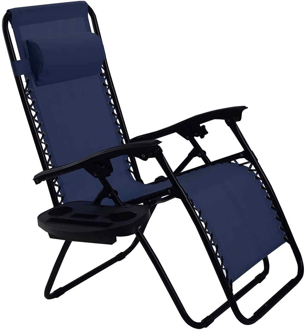 Set of 2 Zero Gravity Folding Lounge Chair with Cup Holder M9771