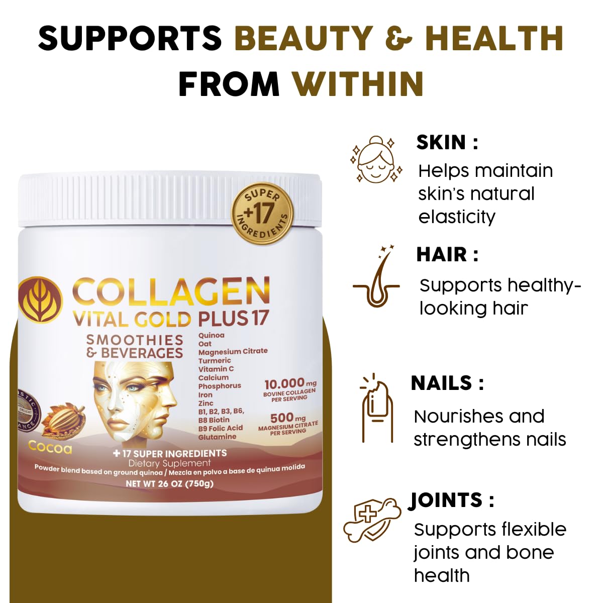 Collagen Peptides Powder Cocoa Flavor 26 oz R705
