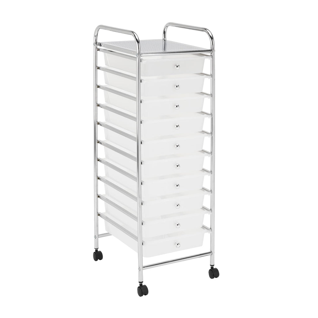 10 Drawer Mobile Cart White Chrome W444