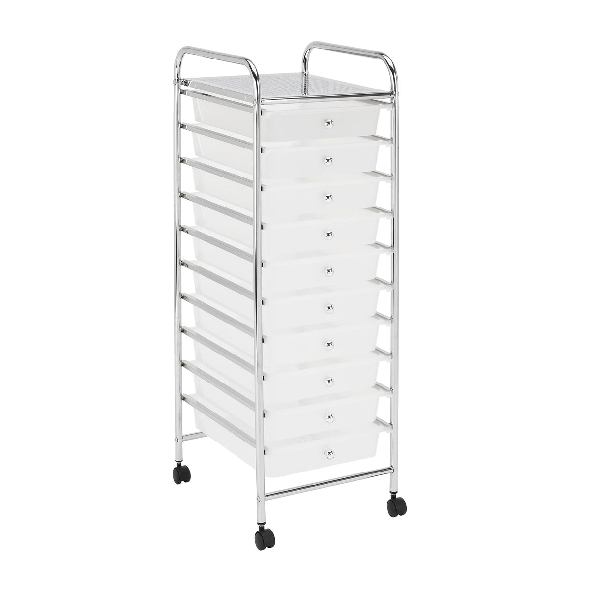 10 Drawer Mobile Cart White Chrome W444