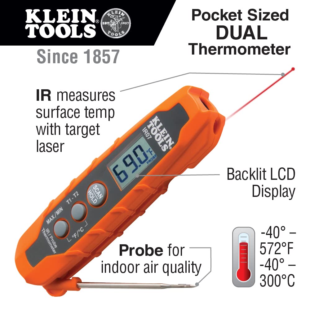 Digital Clamp Meter, Non-Contact Voltage Tester, and Infrared/Probe Thermometer I559348