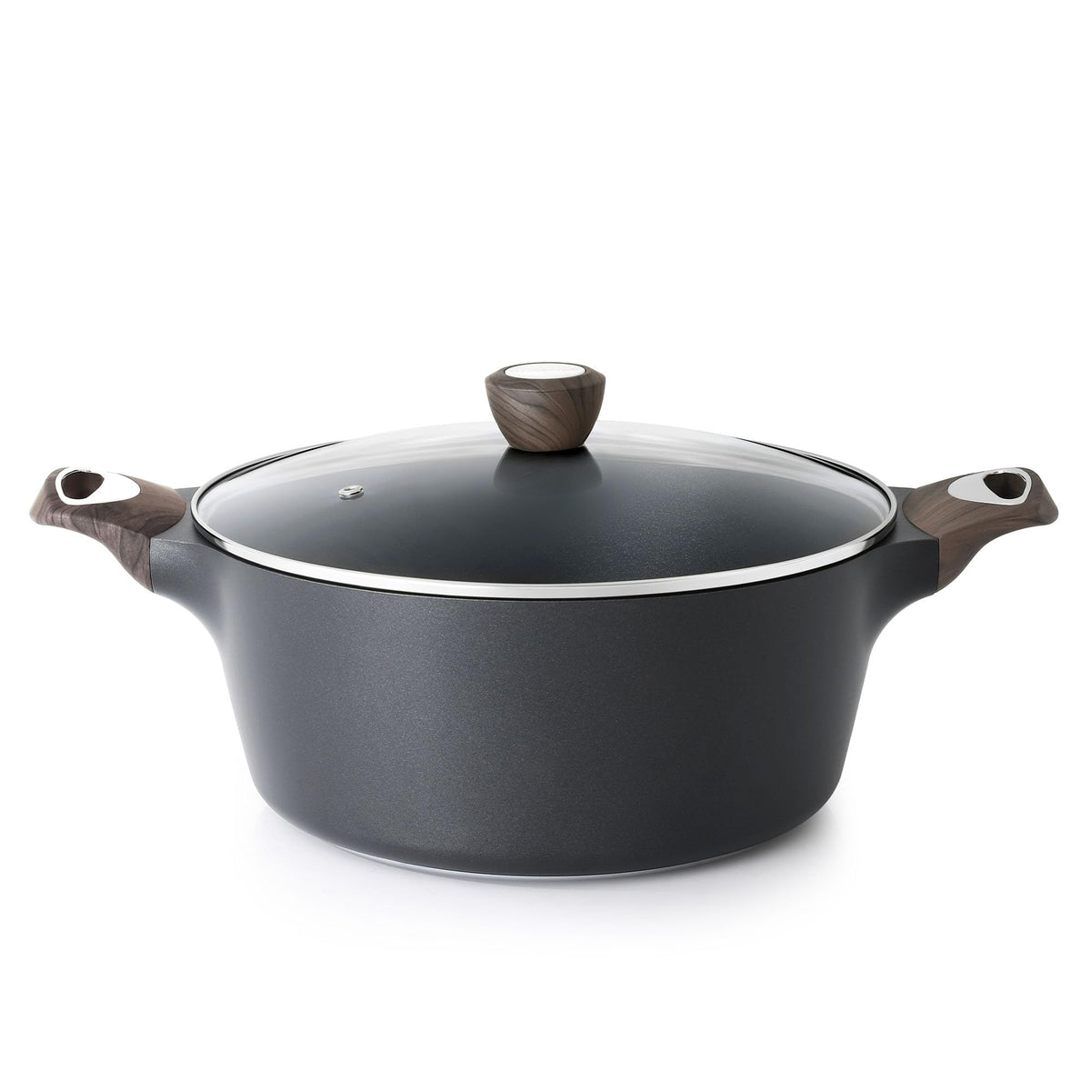 Nonstick Stock Pot with Lid 6.6 QT Black C7446