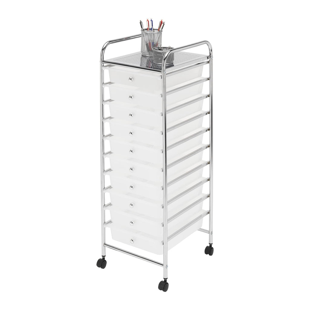 10 Drawer Mobile Cart White Chrome W444