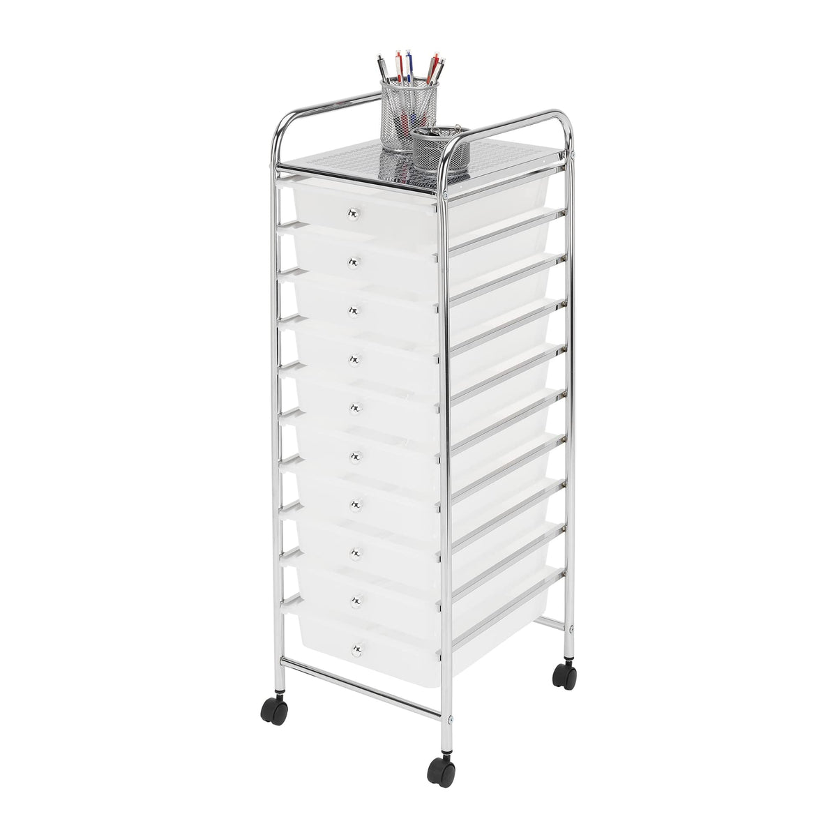 10 Drawer Mobile Cart White Chrome W444