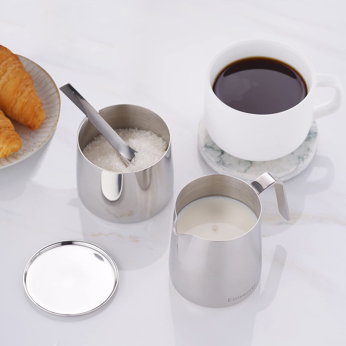 12 oz Stainless Steel French Press and Creamer Sugar Bowl Set P980894