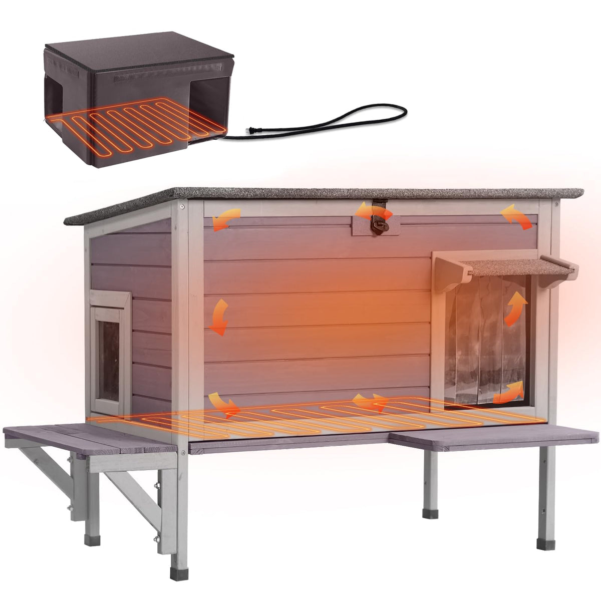 Heated Insulated Weatherproof Outdoor Cat House N7745