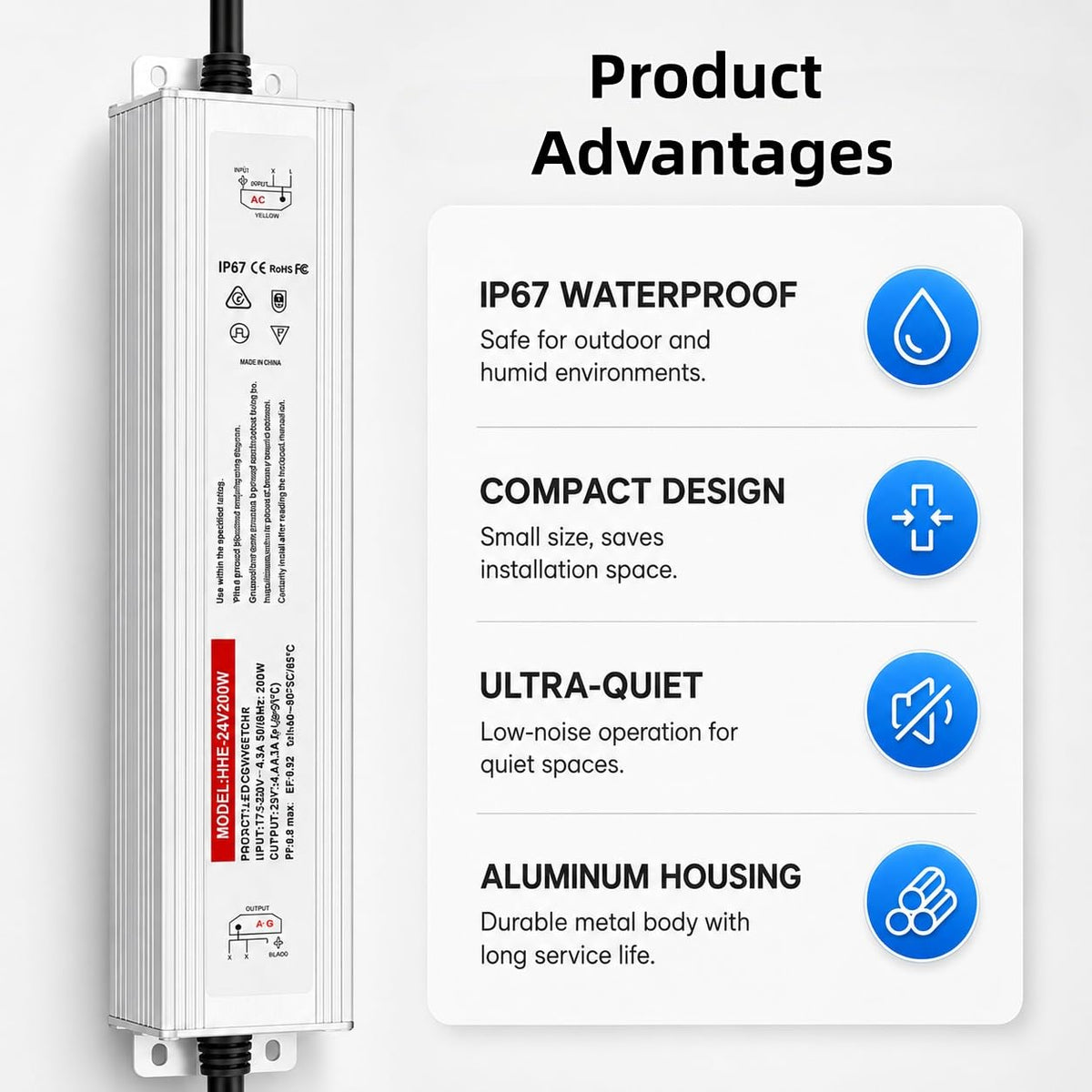 24V 200W IP67 Waterproof LED Power Supply X298