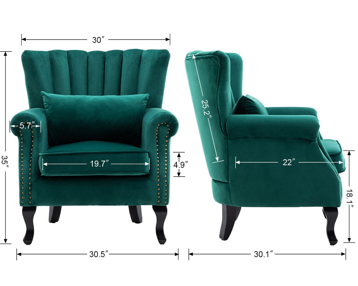 Velvet Accent Chairs Set of 2 Green X499813