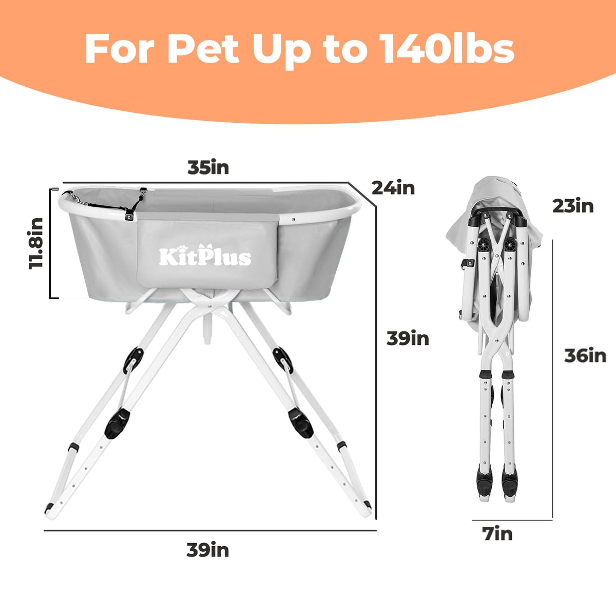 Portable 5 Height Adjustable Dog Bathtub G7002