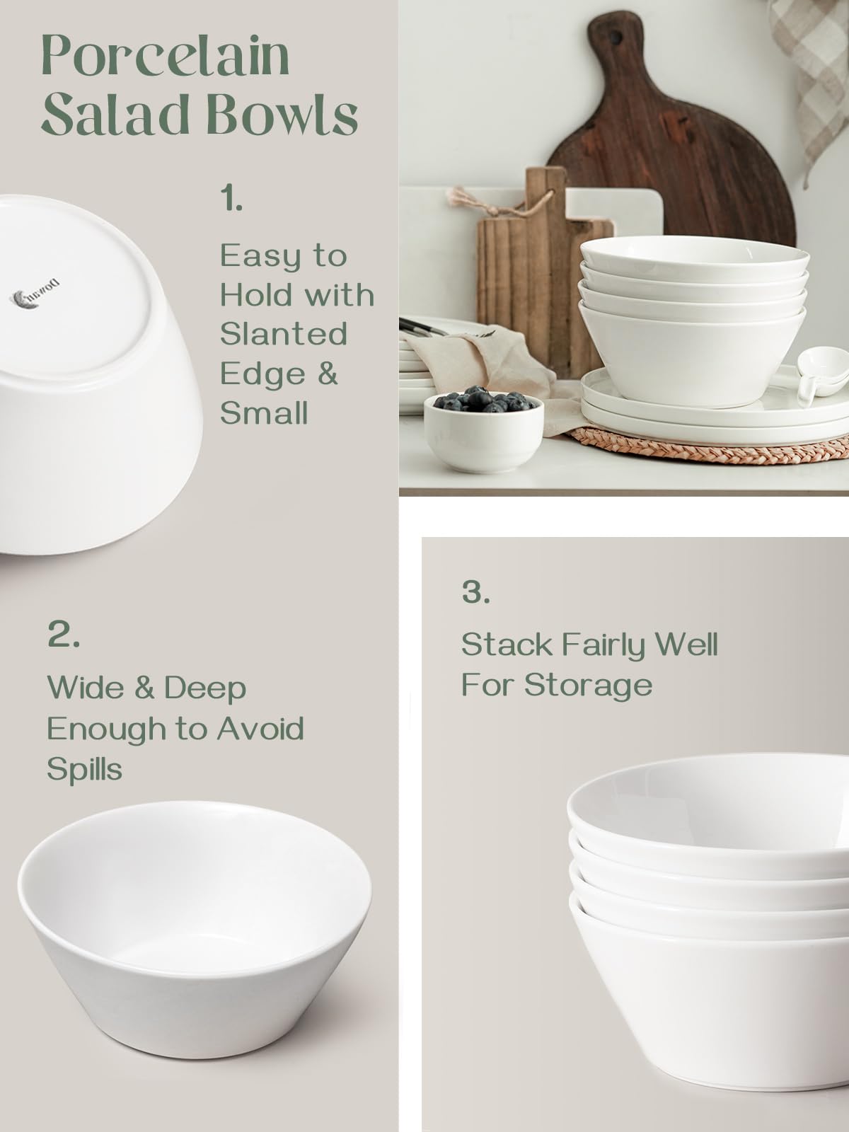 White Ceramic Soup Bowls Set of 4 X475