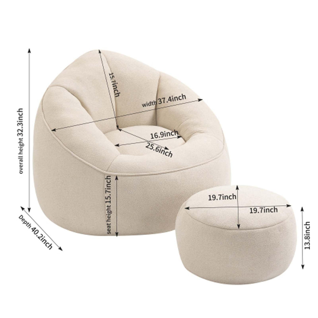 Microfiber Memory Foam Bean Bag Chair with Ottoman B45909