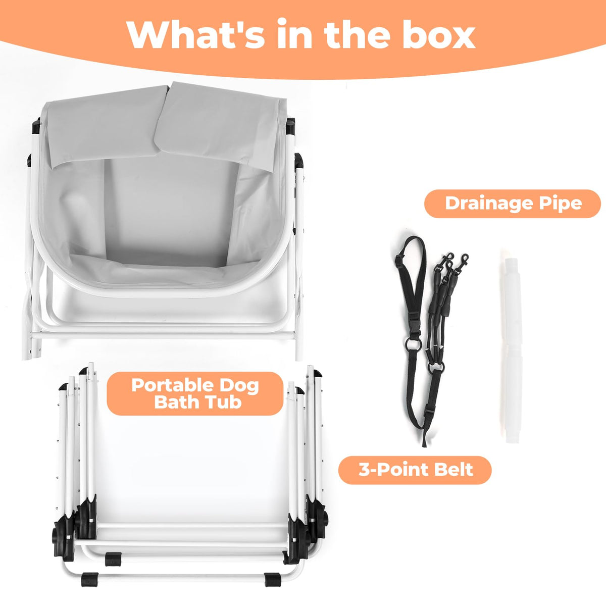Portable 5 Height Adjustable Dog Bathtub G7002