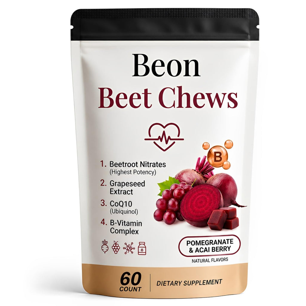 Beetroot Chews Gummies with Grape Seed & L-CoQ10, 60 Chew B510
