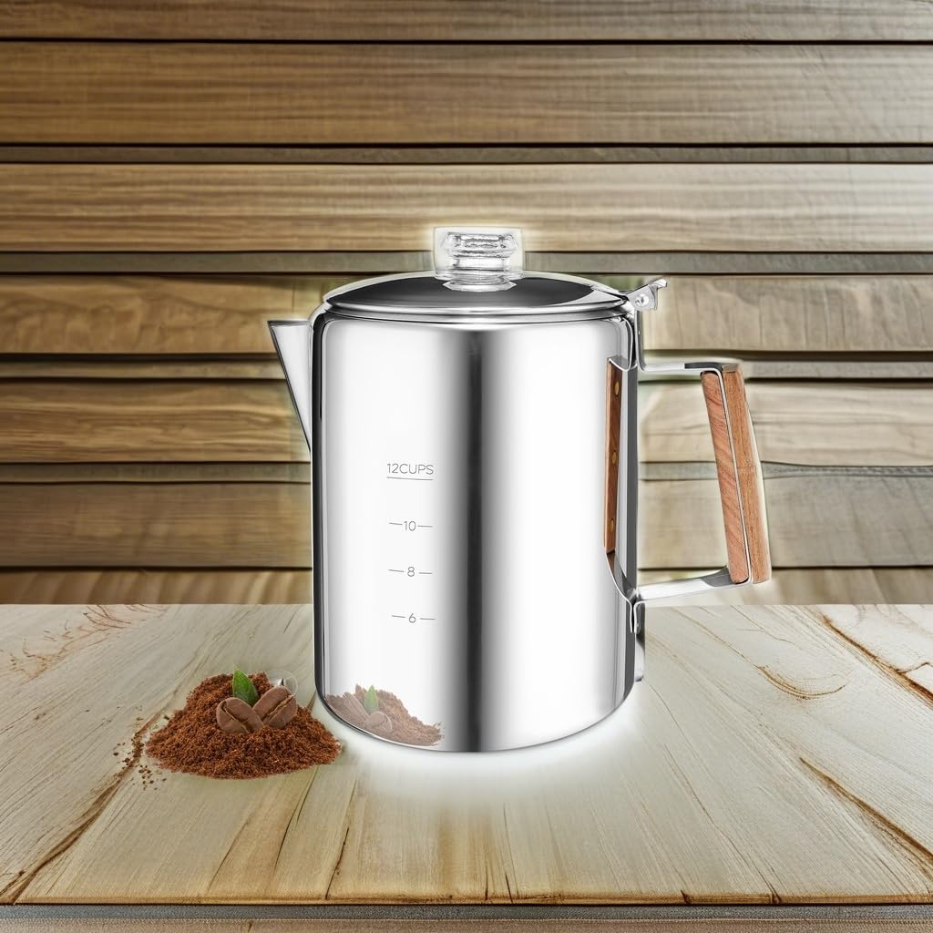 12 Cup Stainless Steel Camping Percolator Coffee Pot R153650