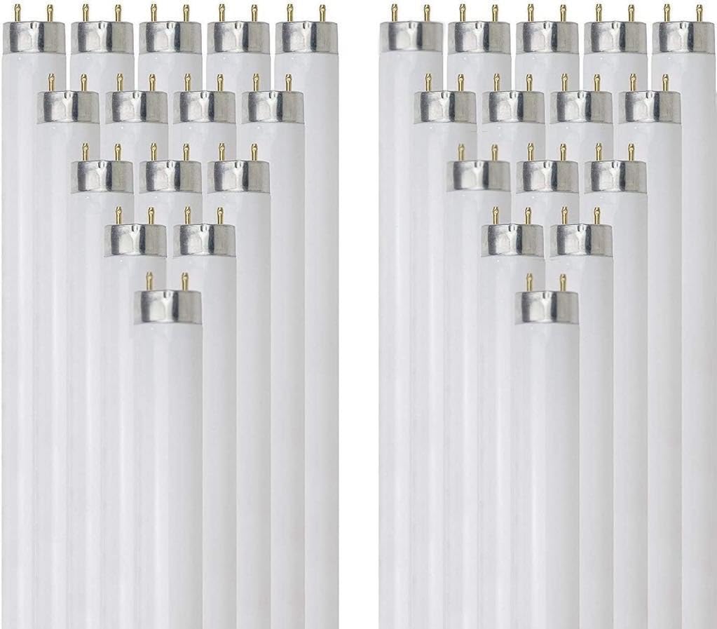 25W 2300 Lumen 3500K Neutral White T8 Fluorescent Tube Light Bulb Pack of 30 H79437