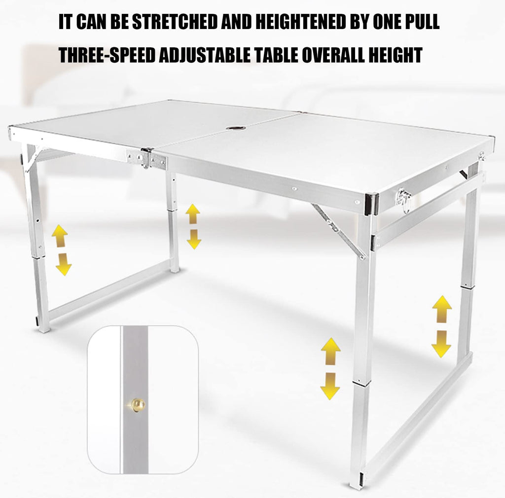 Portable Adjustable Height Aluminum Alloy Camping Table with 4 Stools G730