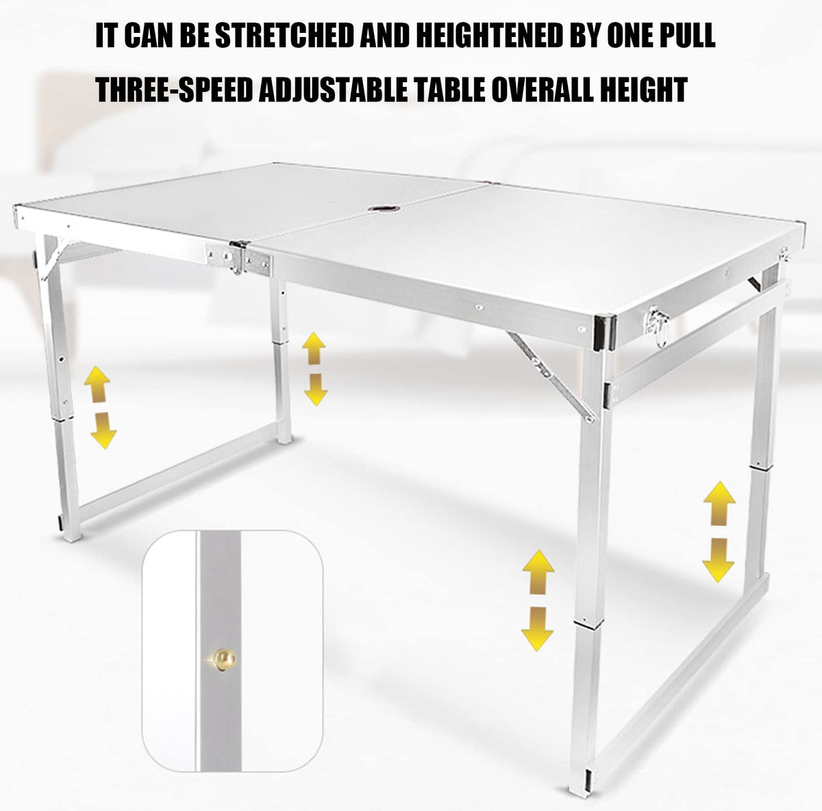 Portable Adjustable Height Aluminum Alloy Camping Table with 4 Stools G730