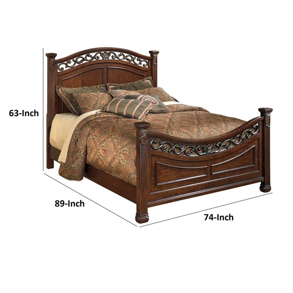 Wood California King Bed with Headboard and Footboard H1285