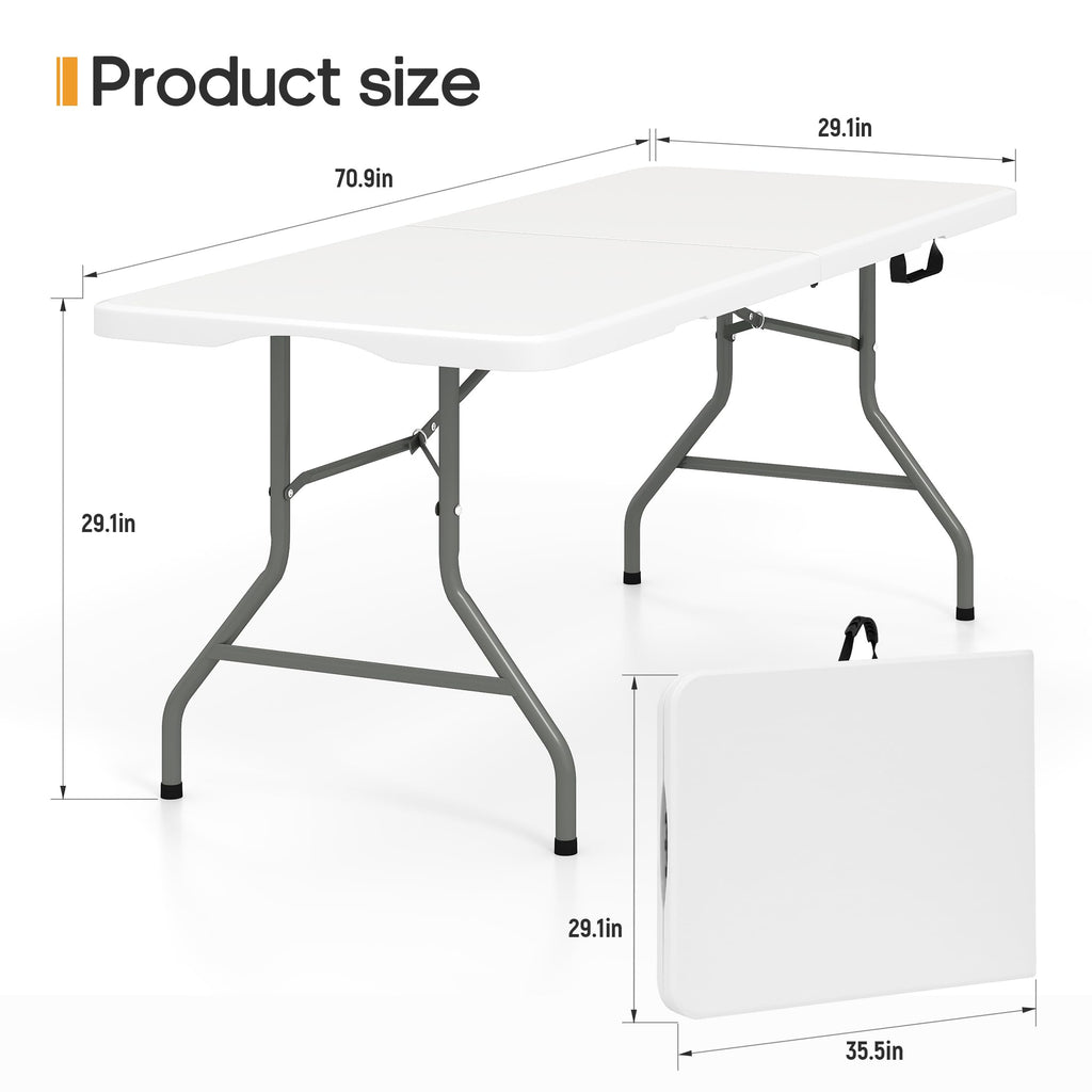 6ft Heavy Duty Folding Table White C600