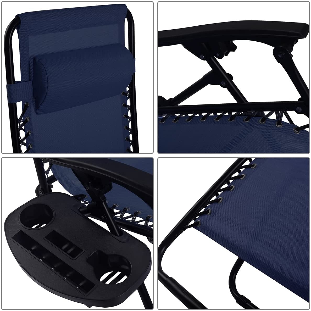 Set of 2 Zero Gravity Folding Lounge Chair with Cup Holder M9771