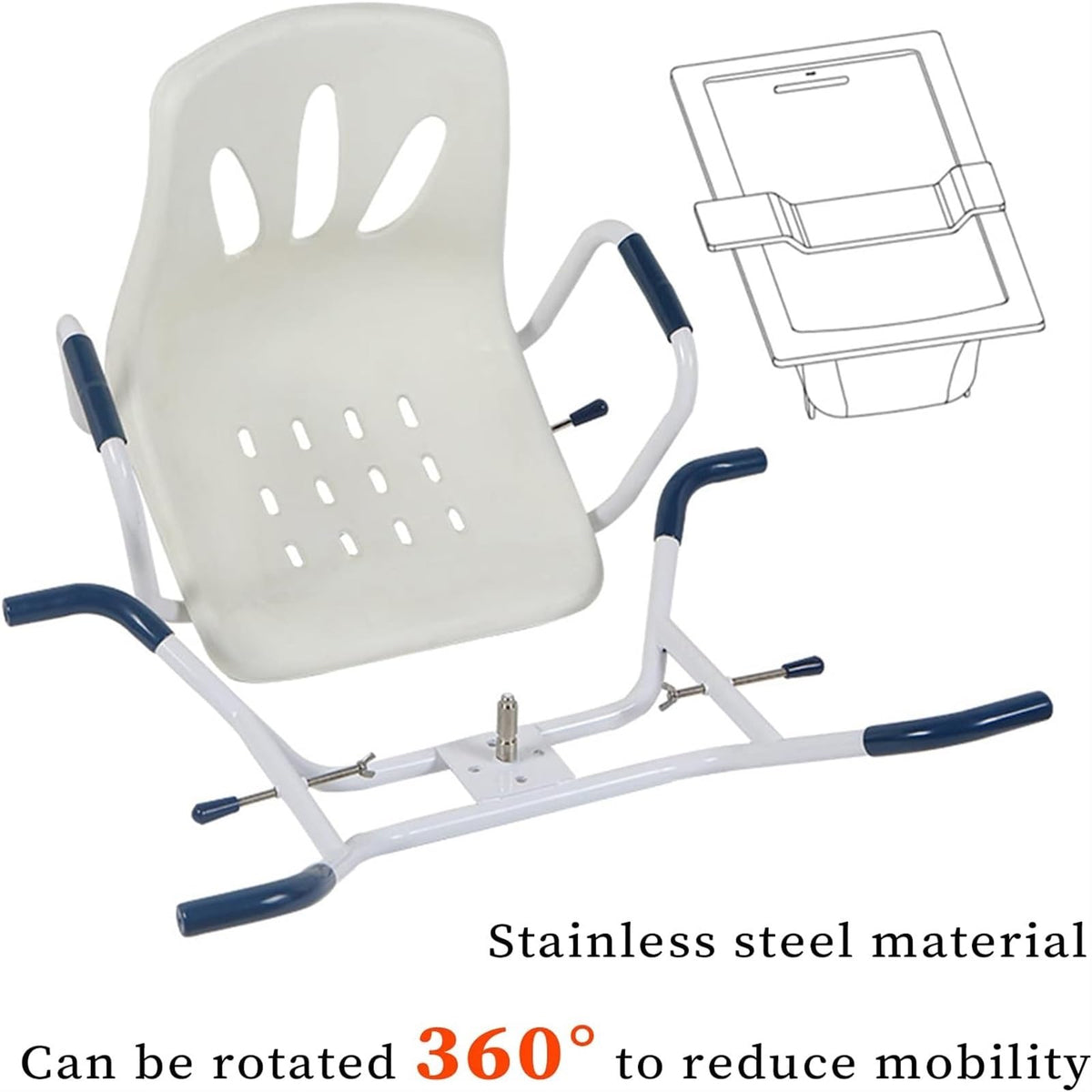 Rotating Shower Stool Seat with Arms and Back Support L856