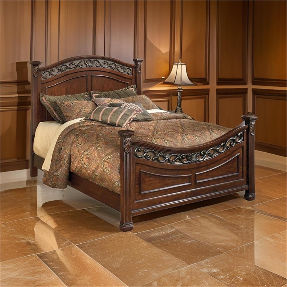 Wood California King Bed with Headboard and Footboard H1285