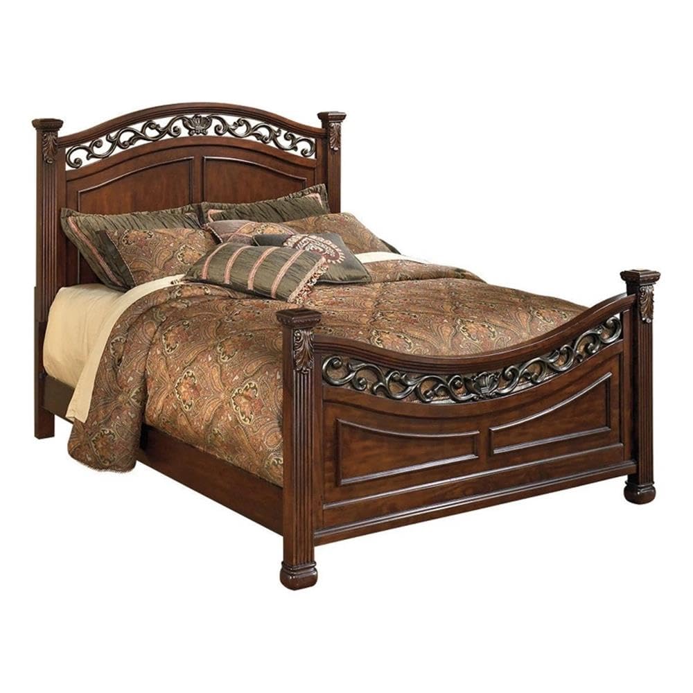 Wood California King Bed with Headboard and Footboard H1285