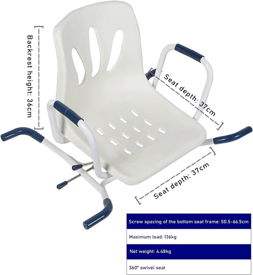 Rotating Shower Stool Seat with Arms and Back Support L856