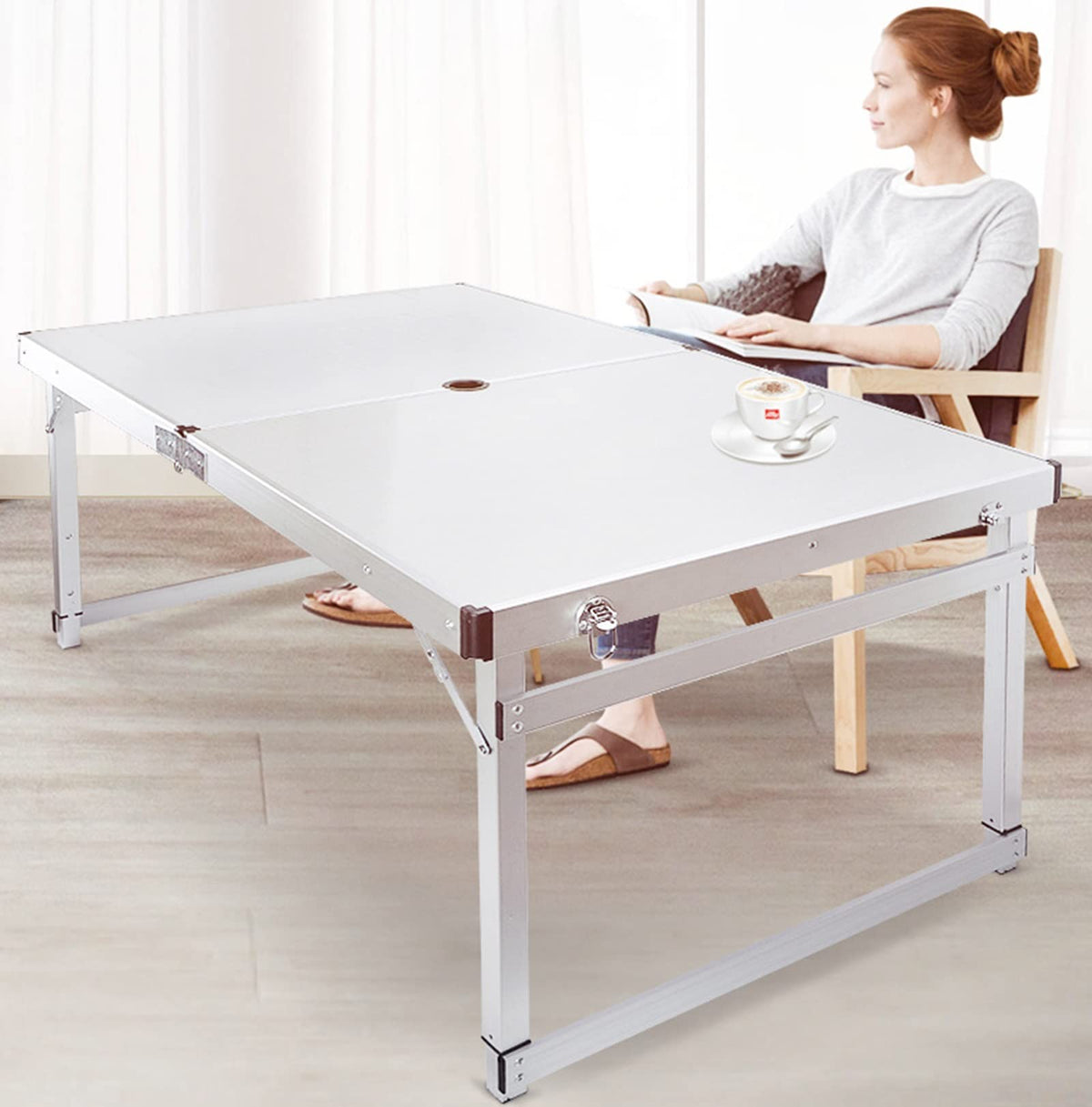 Portable Adjustable Height Aluminum Alloy Camping Table with 4 Stools G730