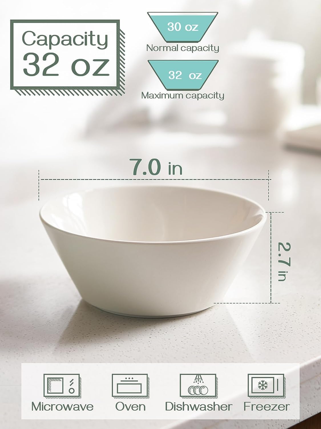 White Ceramic Soup Bowls Set of 4 X475