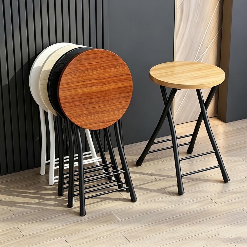 Folding 18 Inch Round Wooden Seat Stool N718