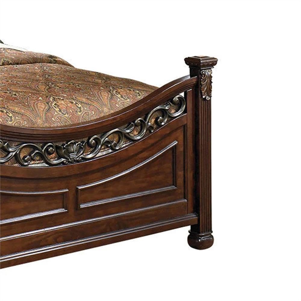 Wood California King Bed with Headboard and Footboard H1285