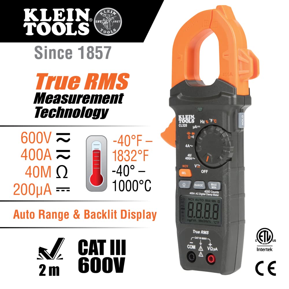 Digital Clamp Meter, Non-Contact Voltage Tester, and Infrared/Probe Thermometer I559348
