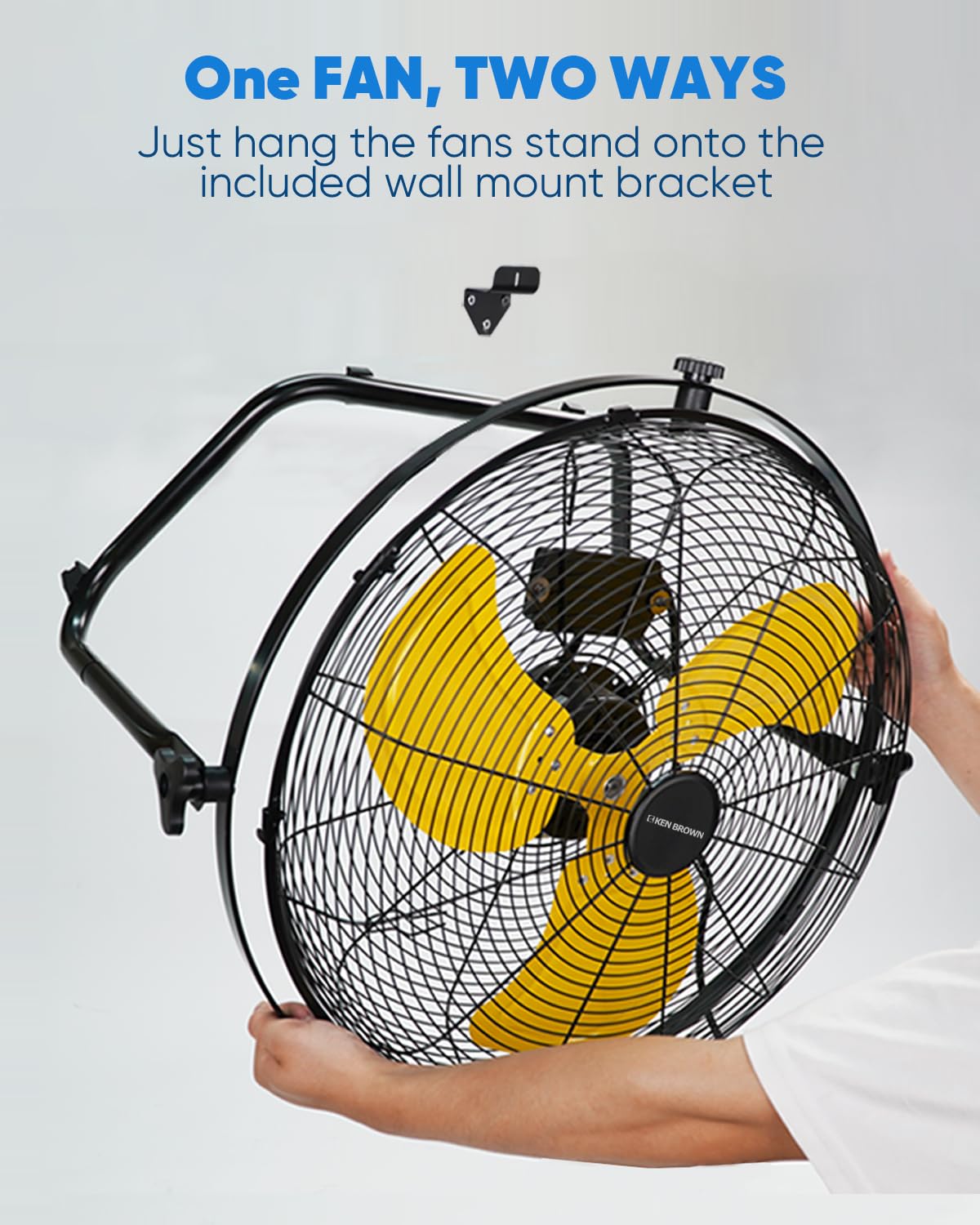 20 Inch Heavy Duty Industrial Metal Floor Fan with Dual 720° Rotation, 3 Speeds A2343