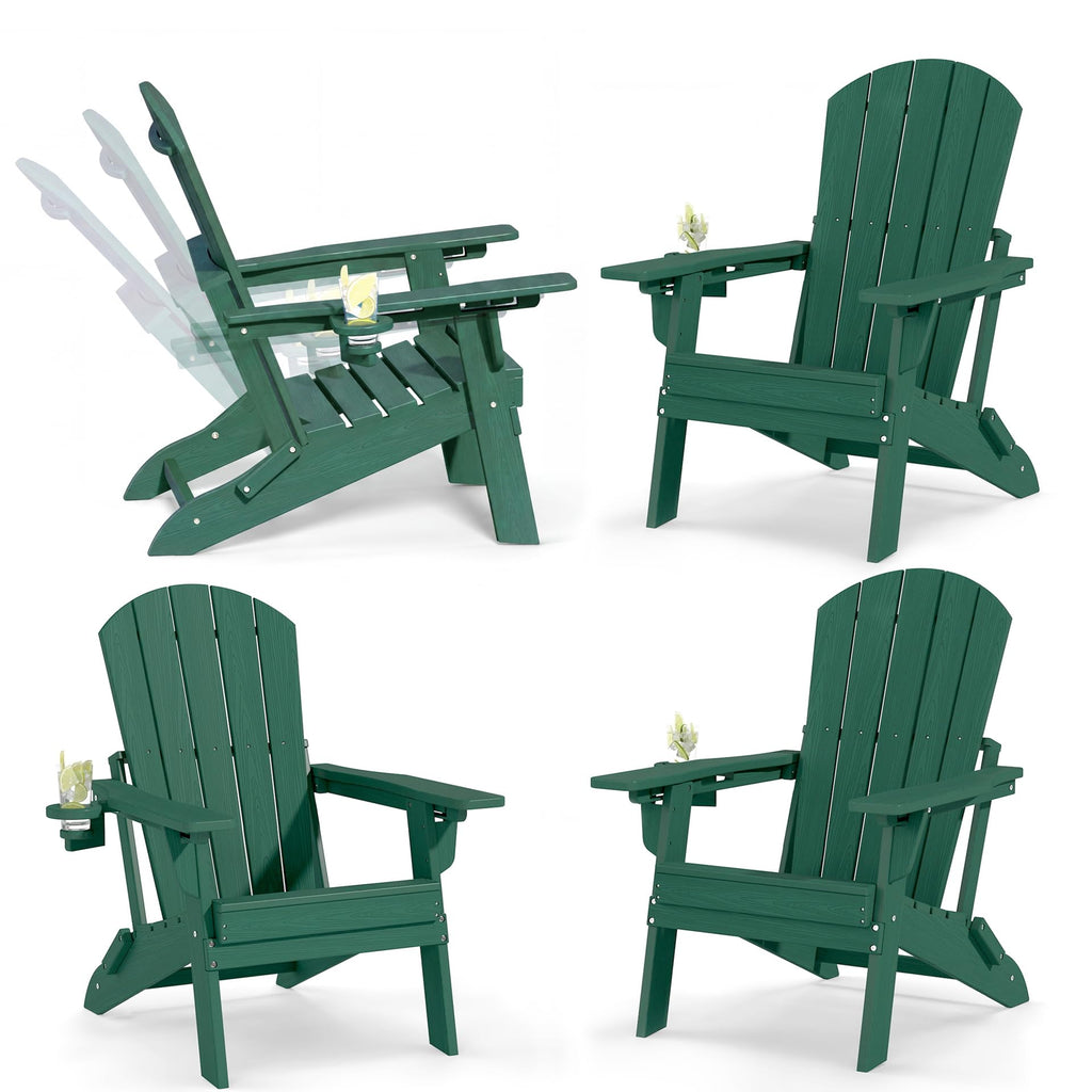 Folding Adjustable Adirondack Chair Set of 2 Green C265