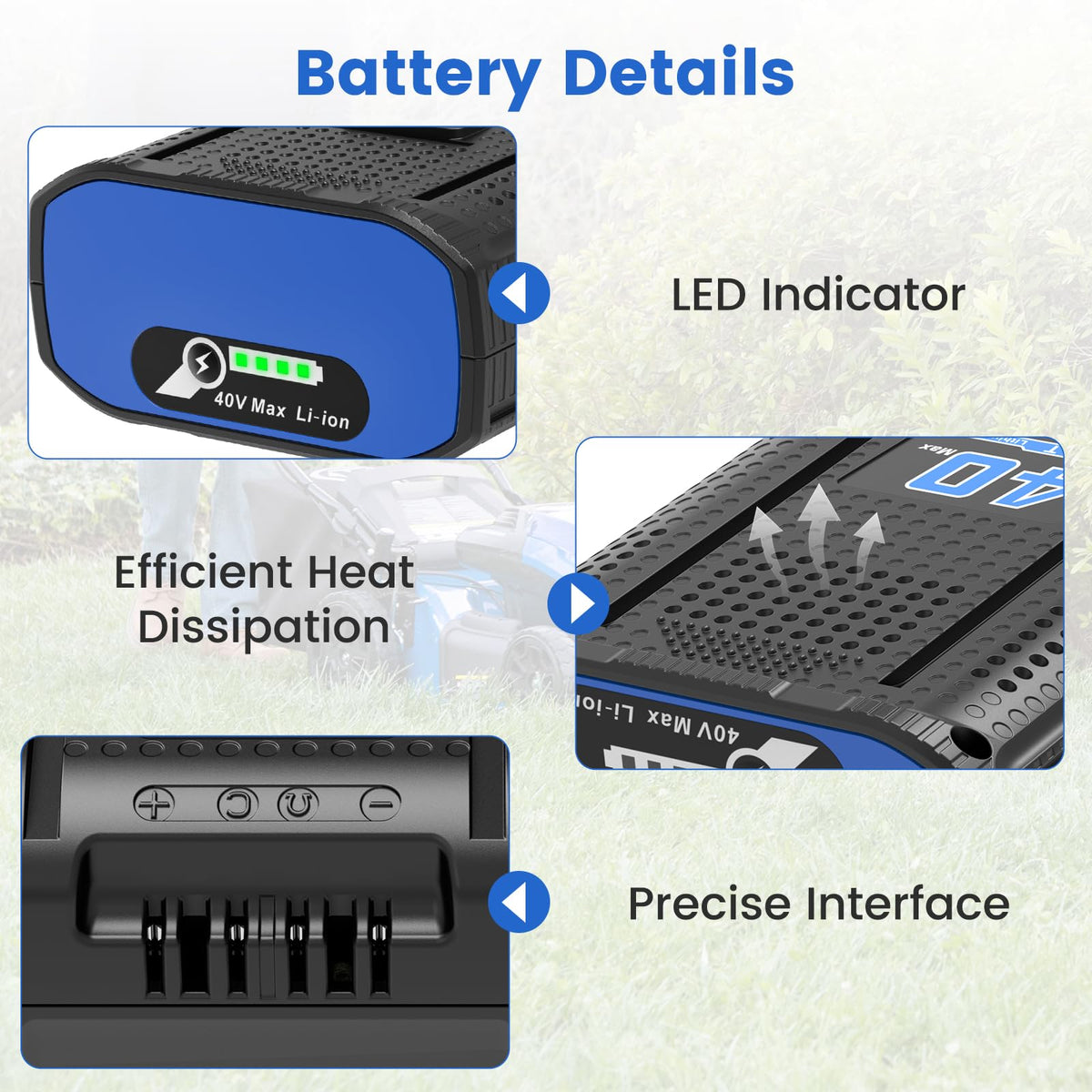 40V Battery with Charger Kit for Cordless Power Tools I69480