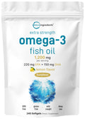 Omega 3 Fish Oil 1,200mg 240 Softgels Lemon Flavored Burpless EPA DHA F759