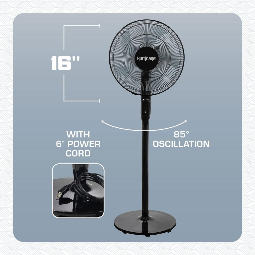 Black 16in Oscillating Pedestal Fan with Remote K3023