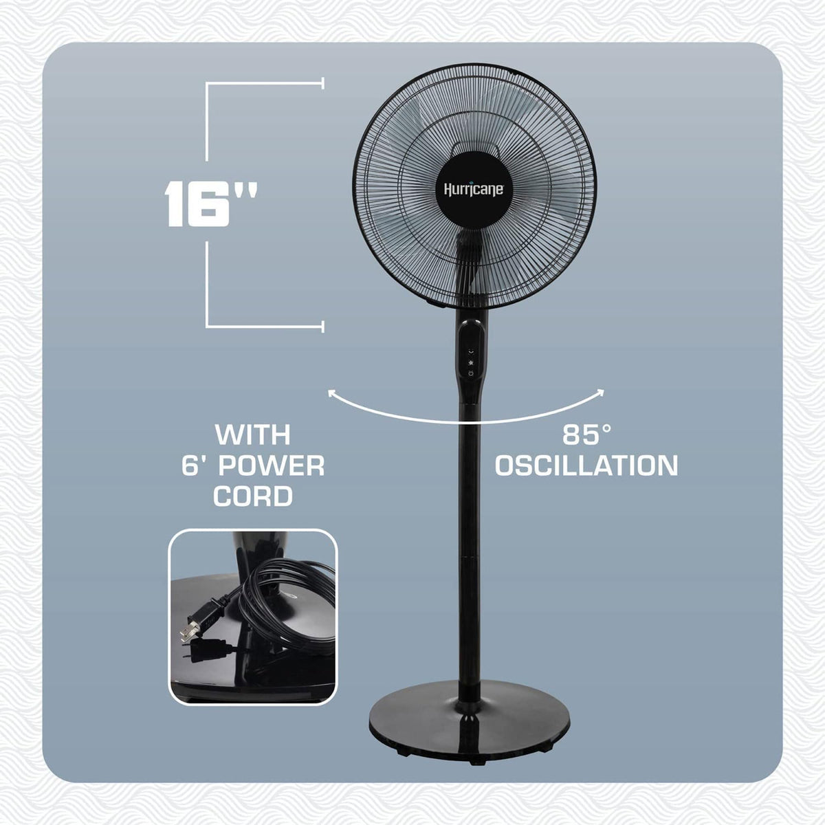 Black 16in Oscillating Pedestal Fan with Remote K3023