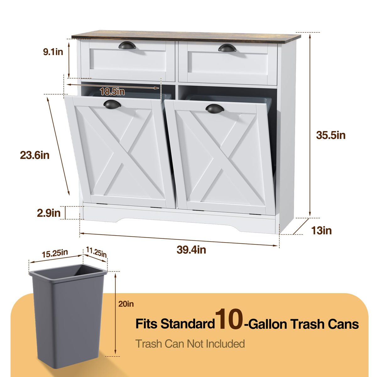 White Tilt Out Trash Cabinet C894193