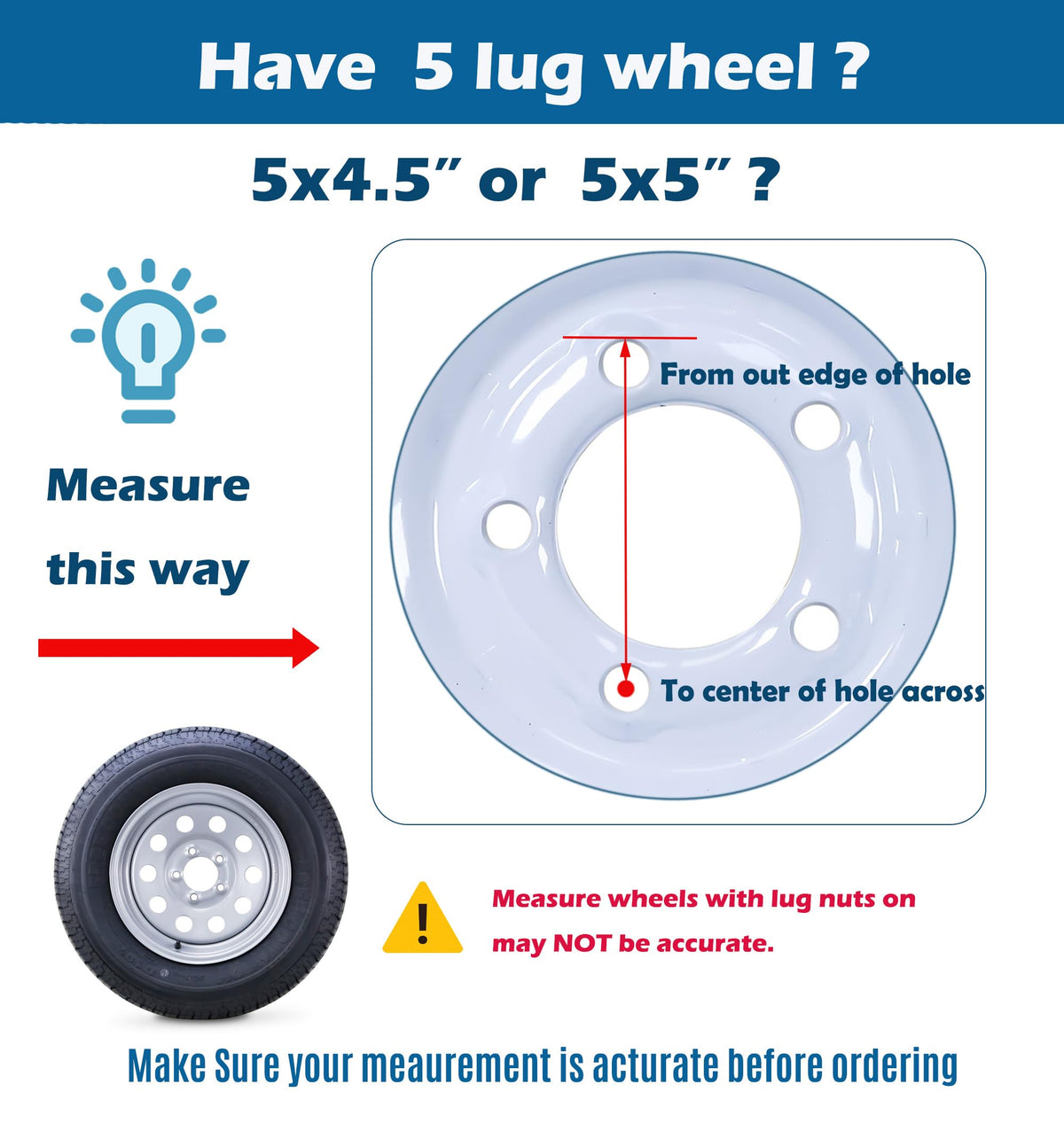Trailer Tire Wheel ST205/75D15 6PR 101L 5X4.5 White Spoke Rim X434