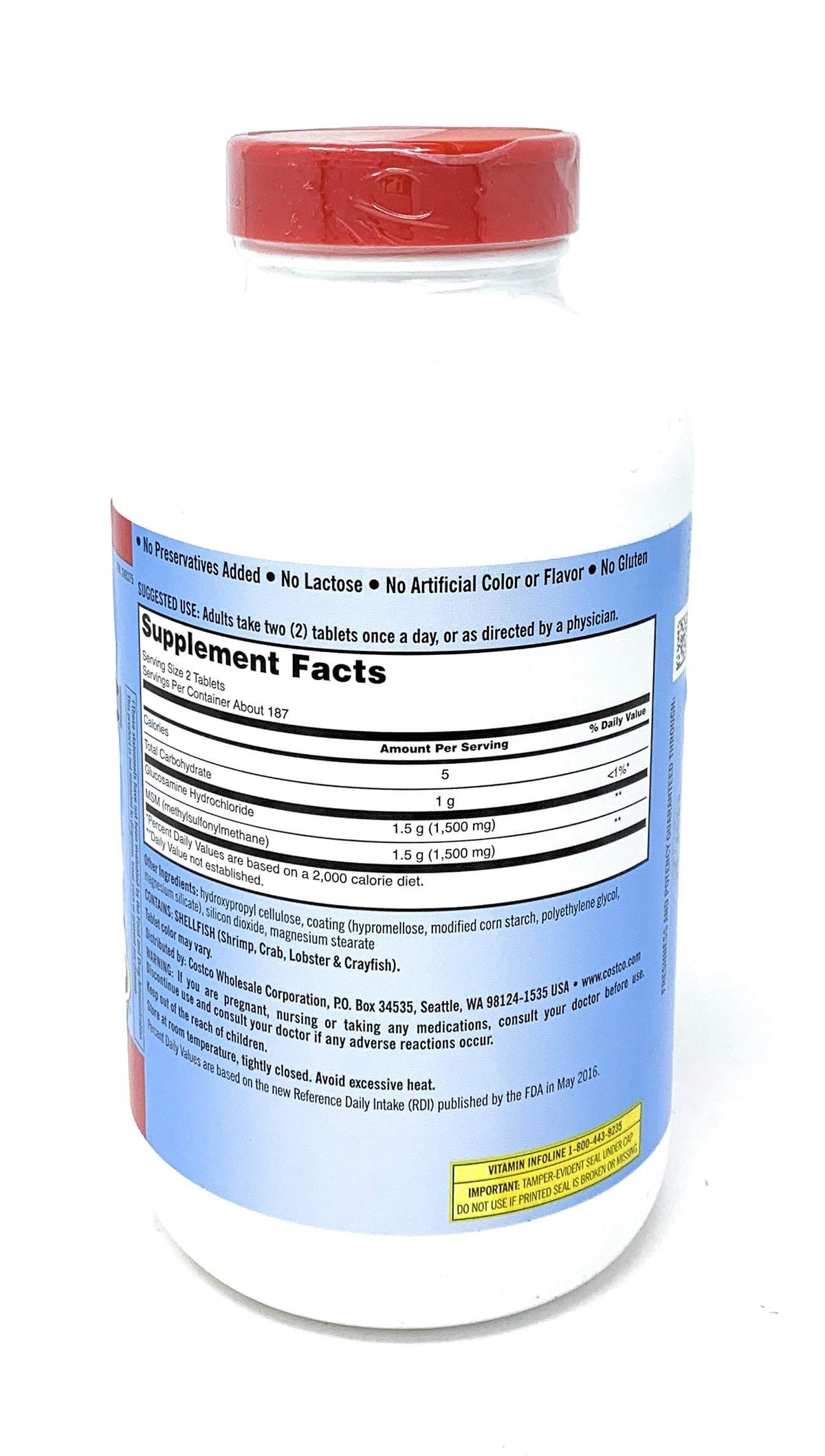 Extra Strength Glucosamine HCI 1500mg with MSM 1500mg 375-Count Tablets S174