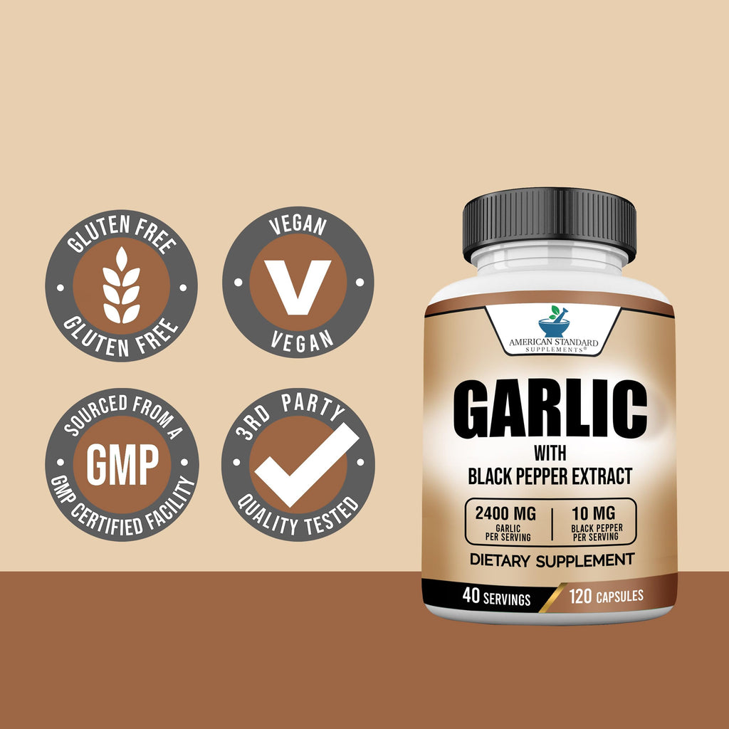 Garlic 2400mg with Black Pepper Fruit Extract 120 Capsules Q779