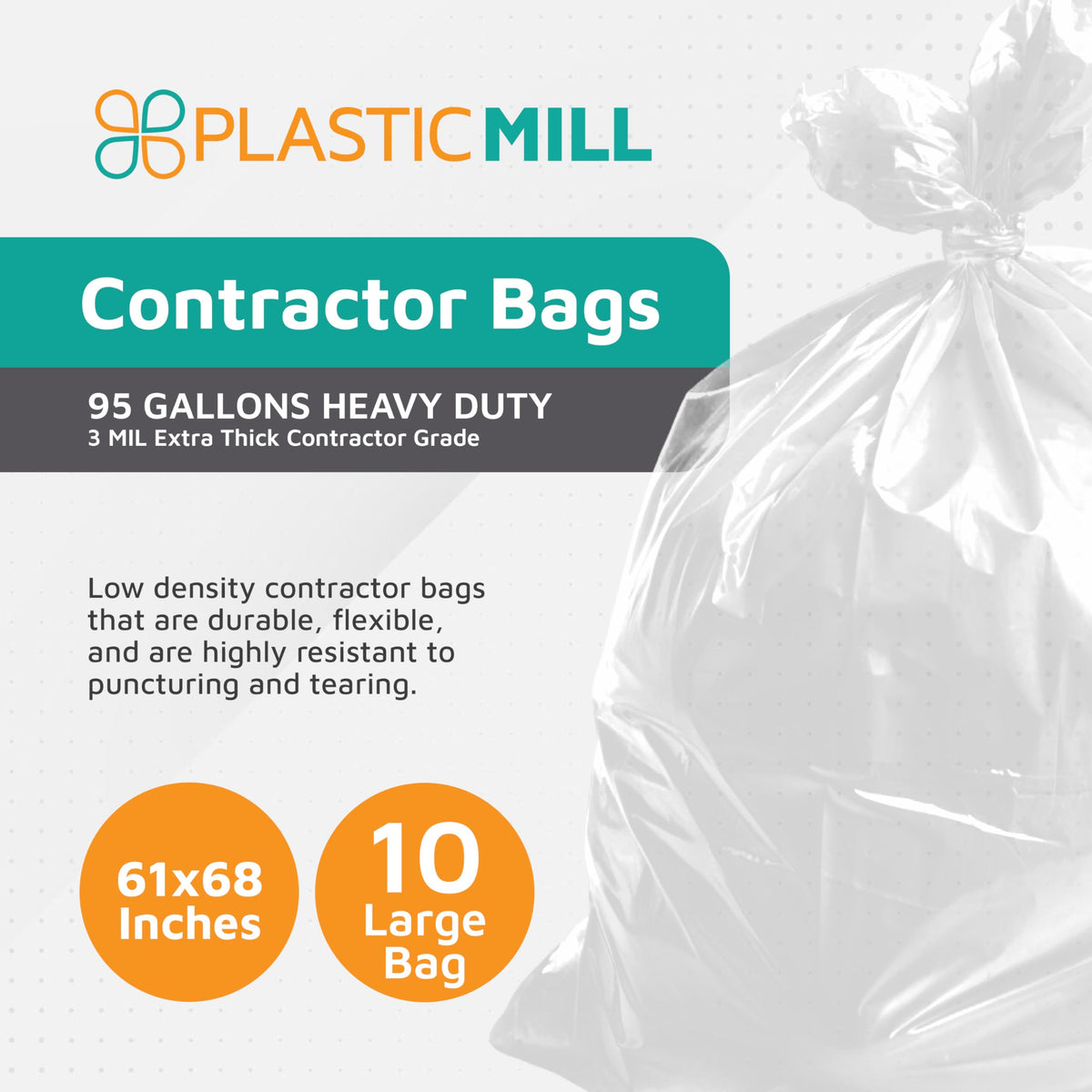 95-Gallon Clear Heavy Duty Contractor Bags M450920