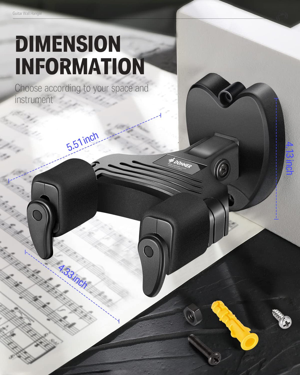 Black Guitar Wall Mount 3-Pack R232437